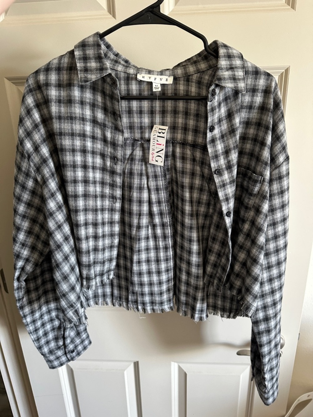 HYFVE Black and Gray Plaid Button-Up Shirt